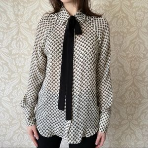Button-Up Blouse with Bow